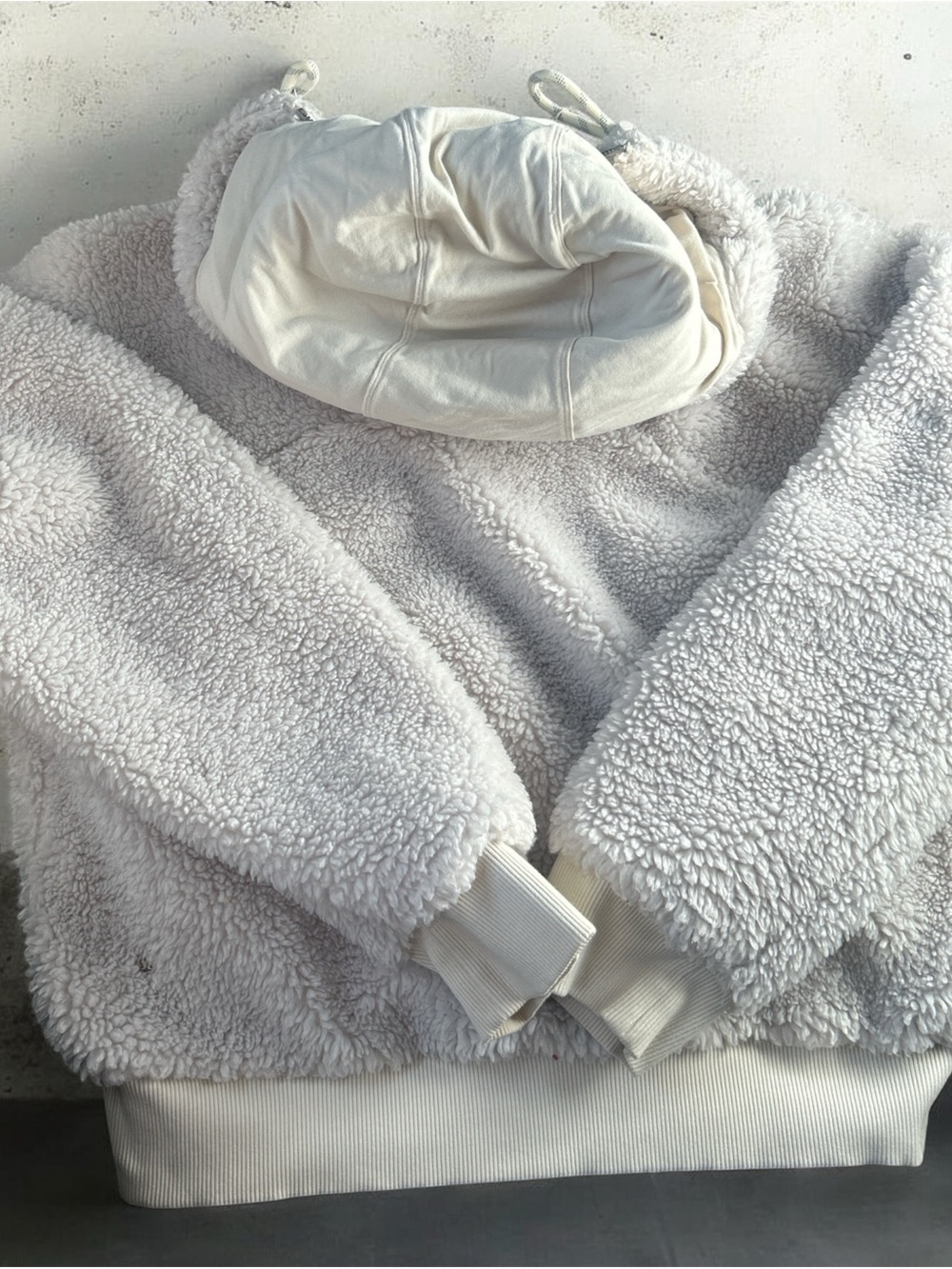 Ivory Plush Sherpa Hoodie